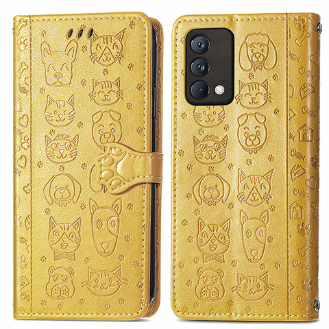 Funda de Cuero Cartera con Soporte Patron de Moda Carcasa S03D para Realme GT Master 5G Amarillo