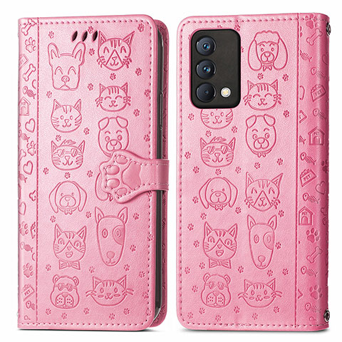 Funda de Cuero Cartera con Soporte Patron de Moda Carcasa S03D para Realme GT Master 5G Rosa