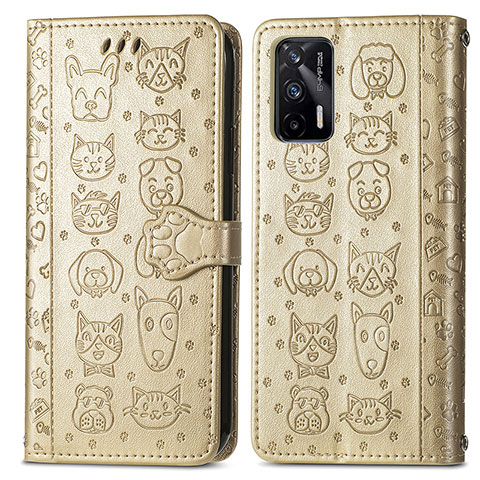 Funda de Cuero Cartera con Soporte Patron de Moda Carcasa S03D para Realme GT Neo 2T 5G Oro