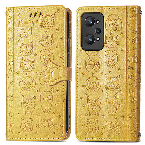 Funda de Cuero Cartera con Soporte Patron de Moda Carcasa S03D para Realme GT Neo 3T 5G Amarillo