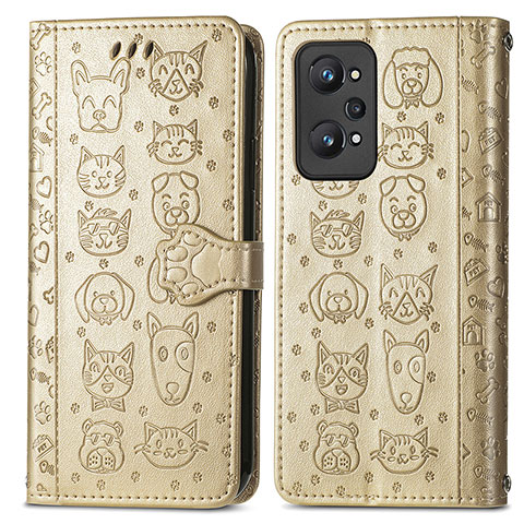 Funda de Cuero Cartera con Soporte Patron de Moda Carcasa S03D para Realme GT Neo 3T 5G Oro