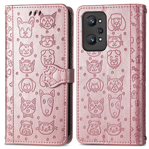 Funda de Cuero Cartera con Soporte Patron de Moda Carcasa S03D para Realme GT Neo 3T 5G Oro Rosa