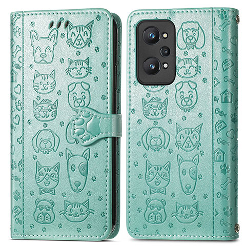 Funda de Cuero Cartera con Soporte Patron de Moda Carcasa S03D para Realme GT Neo2 5G Verde