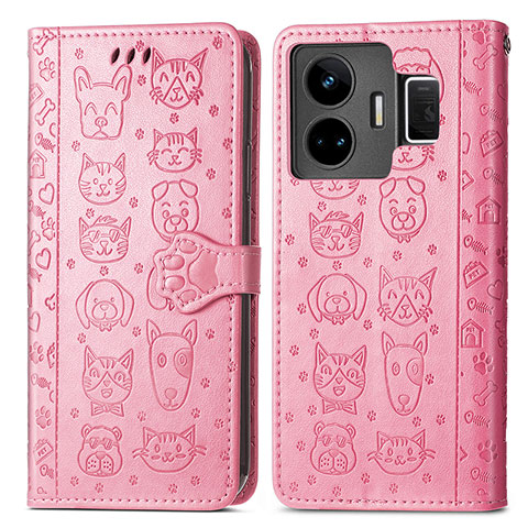 Funda de Cuero Cartera con Soporte Patron de Moda Carcasa S03D para Realme GT Neo6 5G Rosa