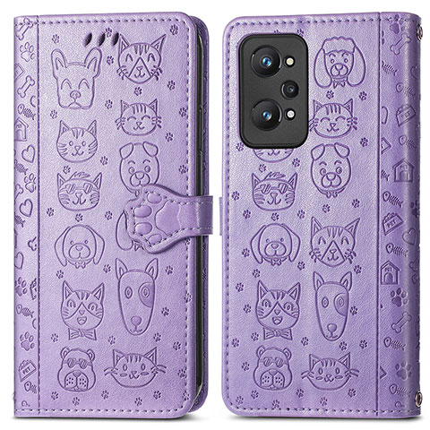 Funda de Cuero Cartera con Soporte Patron de Moda Carcasa S03D para Realme GT2 5G Morado