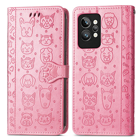 Funda de Cuero Cartera con Soporte Patron de Moda Carcasa S03D para Realme GT2 Pro 5G Rosa