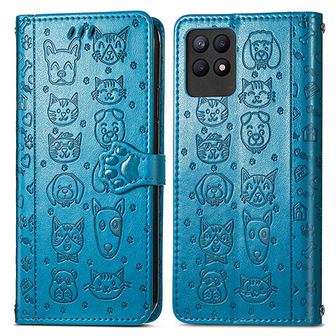 Funda de Cuero Cartera con Soporte Patron de Moda Carcasa S03D para Realme Narzo 50 4G Azul