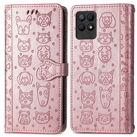 Funda de Cuero Cartera con Soporte Patron de Moda Carcasa S03D para Realme Narzo 50 4G Oro Rosa