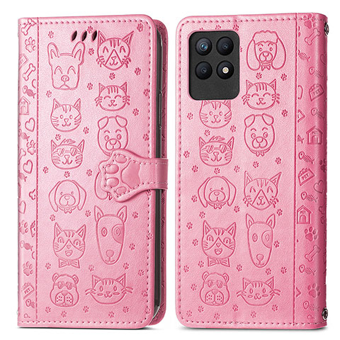 Funda de Cuero Cartera con Soporte Patron de Moda Carcasa S03D para Realme Narzo 50 4G Rosa