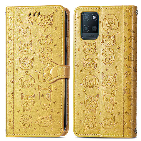 Funda de Cuero Cartera con Soporte Patron de Moda Carcasa S03D para Realme V11s 5G Amarillo