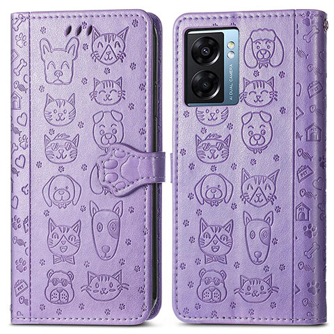 Funda de Cuero Cartera con Soporte Patron de Moda Carcasa S03D para Realme V23i 5G Morado