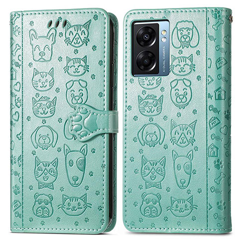 Funda de Cuero Cartera con Soporte Patron de Moda Carcasa S03D para Realme V23i 5G Verde