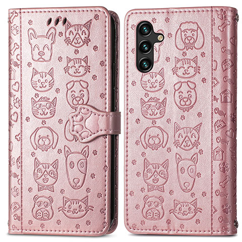 Funda de Cuero Cartera con Soporte Patron de Moda Carcasa S03D para Samsung Galaxy A04s Rosa