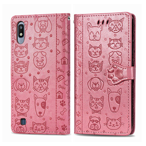 Funda de Cuero Cartera con Soporte Patron de Moda Carcasa S03D para Samsung Galaxy A10 Rosa