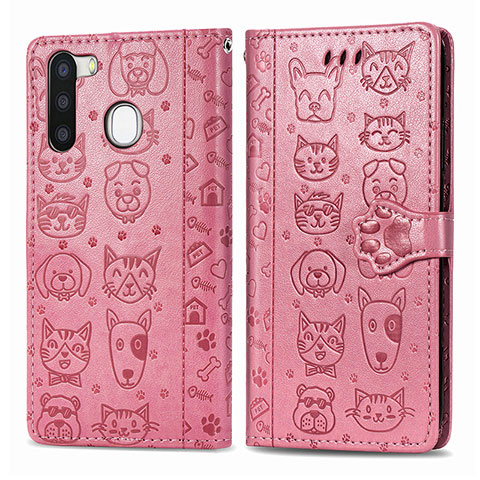 Funda de Cuero Cartera con Soporte Patron de Moda Carcasa S03D para Samsung Galaxy A21 European Oro Rosa