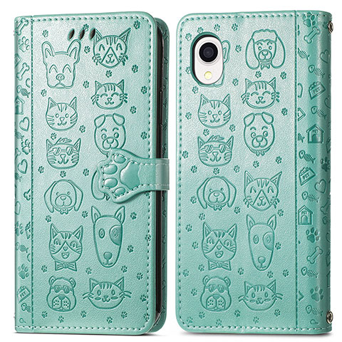 Funda de Cuero Cartera con Soporte Patron de Moda Carcasa S03D para Samsung Galaxy A22 5G SC-56B Verde