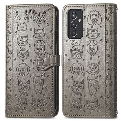 Funda de Cuero Cartera con Soporte Patron de Moda Carcasa S03D para Samsung Galaxy A25 5G Gris