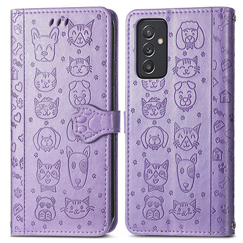 Funda de Cuero Cartera con Soporte Patron de Moda Carcasa S03D para Samsung Galaxy A35 5G Morado