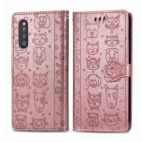 Funda de Cuero Cartera con Soporte Patron de Moda Carcasa S03D para Samsung Galaxy A41 SC-41A Rosa