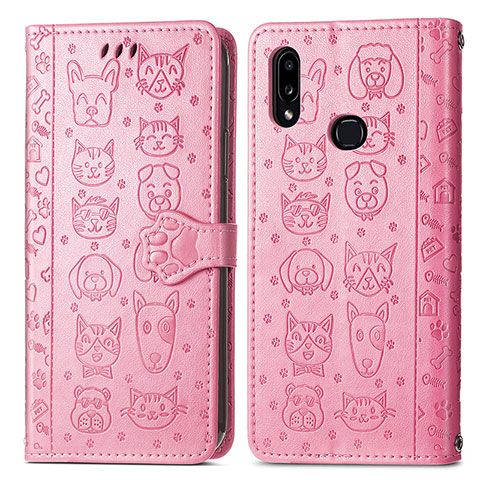 Funda de Cuero Cartera con Soporte Patron de Moda Carcasa S03D para Samsung Galaxy M01s Oro Rosa