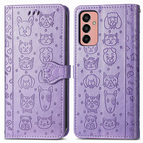 Funda de Cuero Cartera con Soporte Patron de Moda Carcasa S03D para Samsung Galaxy M13 4G Morado