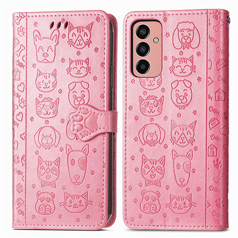 Funda de Cuero Cartera con Soporte Patron de Moda Carcasa S03D para Samsung Galaxy M13 4G Oro Rosa