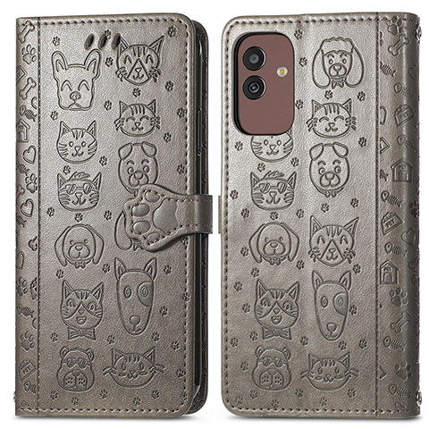 Funda de Cuero Cartera con Soporte Patron de Moda Carcasa S03D para Samsung Galaxy M13 5G Gris