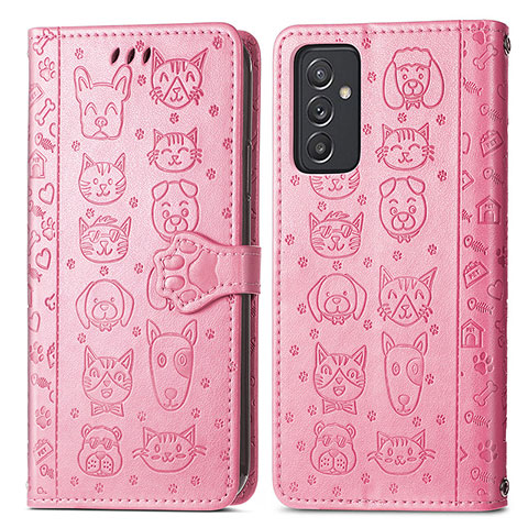 Funda de Cuero Cartera con Soporte Patron de Moda Carcasa S03D para Samsung Galaxy M14 5G Oro Rosa