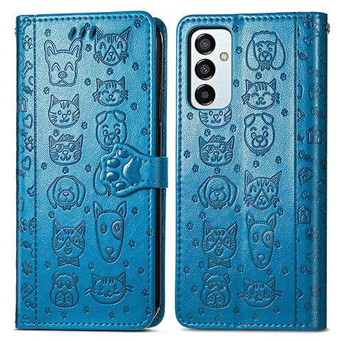 Funda de Cuero Cartera con Soporte Patron de Moda Carcasa S03D para Samsung Galaxy M23 5G Azul