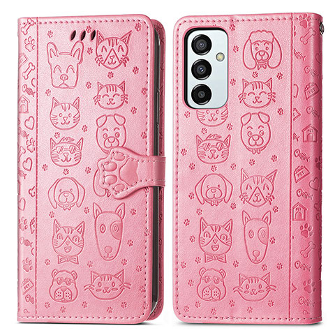 Funda de Cuero Cartera con Soporte Patron de Moda Carcasa S03D para Samsung Galaxy M23 5G Rosa