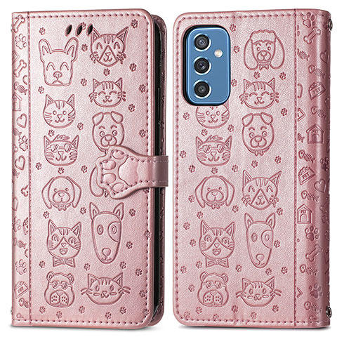 Funda de Cuero Cartera con Soporte Patron de Moda Carcasa S03D para Samsung Galaxy M52 5G Rosa