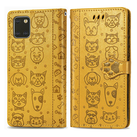 Funda de Cuero Cartera con Soporte Patron de Moda Carcasa S03D para Samsung Galaxy M60s Amarillo