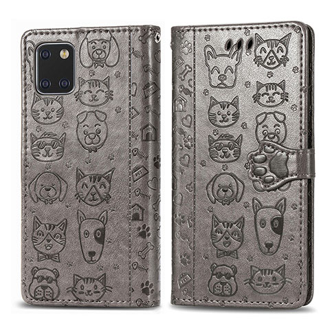 Funda de Cuero Cartera con Soporte Patron de Moda Carcasa S03D para Samsung Galaxy M60s Gris