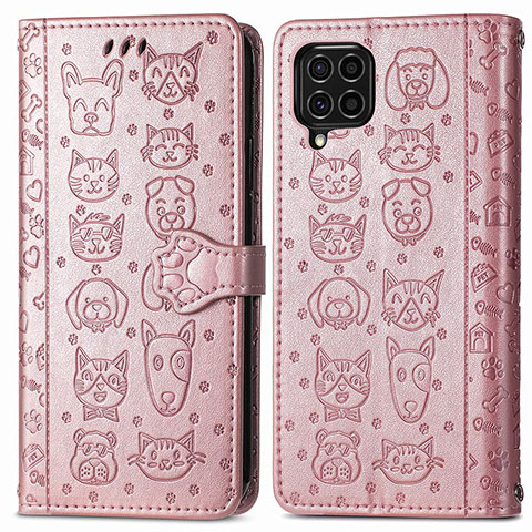 Funda de Cuero Cartera con Soporte Patron de Moda Carcasa S03D para Samsung Galaxy M62 4G Rosa