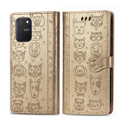 Funda de Cuero Cartera con Soporte Patron de Moda Carcasa S03D para Samsung Galaxy S10 Lite Oro