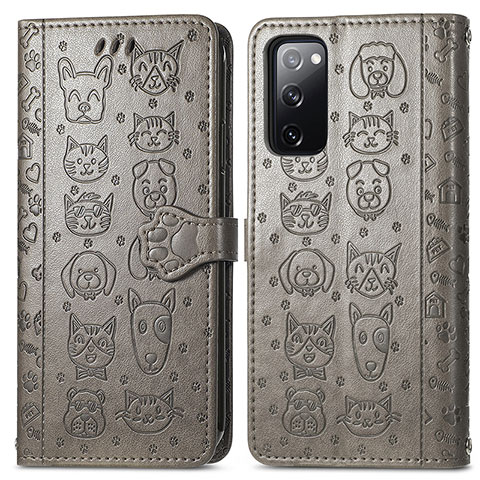 Funda de Cuero Cartera con Soporte Patron de Moda Carcasa S03D para Samsung Galaxy S20 FE 4G Gris