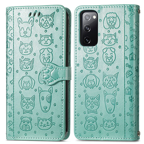 Funda de Cuero Cartera con Soporte Patron de Moda Carcasa S03D para Samsung Galaxy S20 FE 4G Verde