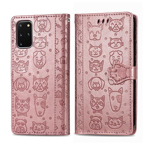 Funda de Cuero Cartera con Soporte Patron de Moda Carcasa S03D para Samsung Galaxy S20 Plus Rosa