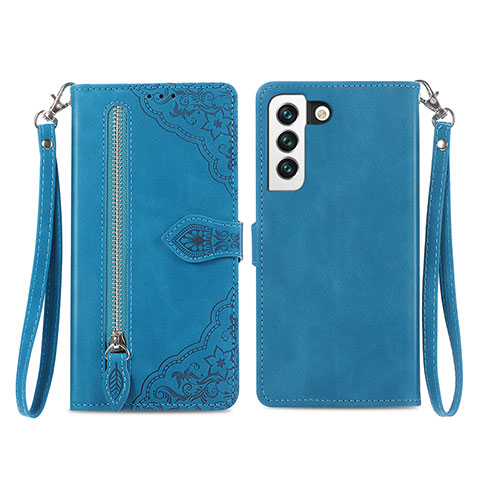 Funda de Cuero Cartera con Soporte Patron de Moda Carcasa S03D para Samsung Galaxy S21 5G Azul