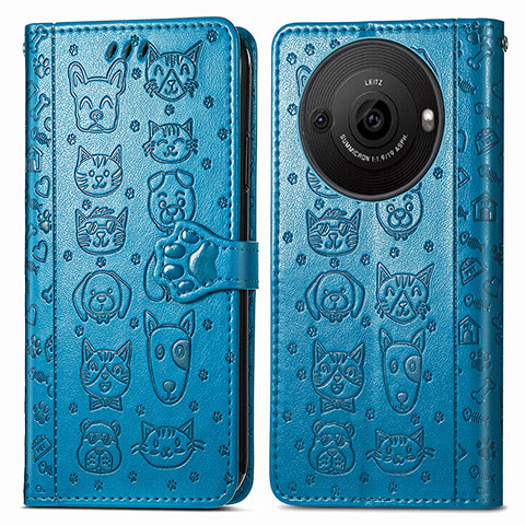 Funda de Cuero Cartera con Soporte Patron de Moda Carcasa S03D para Sharp Aquos R8 Pro Azul