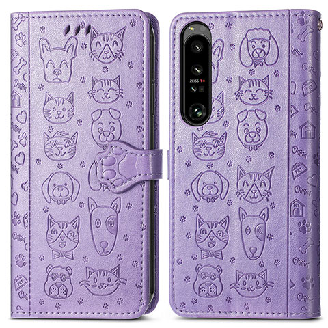 Funda de Cuero Cartera con Soporte Patron de Moda Carcasa S03D para Sony Xperia 1 IV Morado