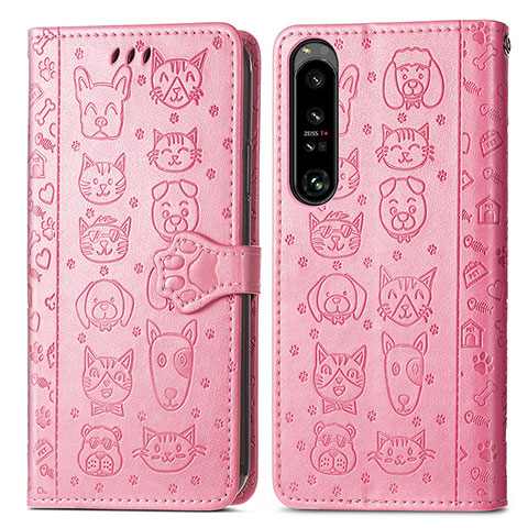 Funda de Cuero Cartera con Soporte Patron de Moda Carcasa S03D para Sony Xperia 1 IV Rosa