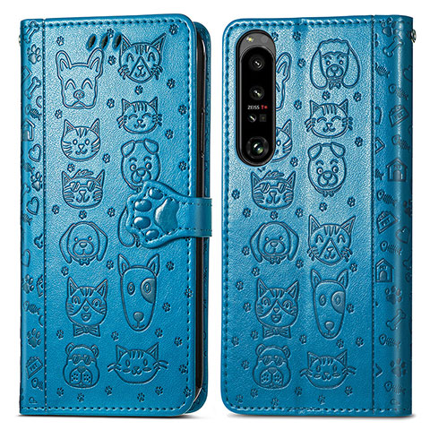 Funda de Cuero Cartera con Soporte Patron de Moda Carcasa S03D para Sony Xperia 1 IV SO-51C Azul