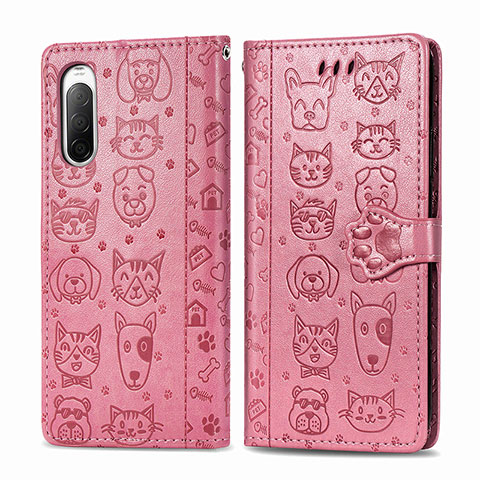 Funda de Cuero Cartera con Soporte Patron de Moda Carcasa S03D para Sony Xperia 10 II Rosa