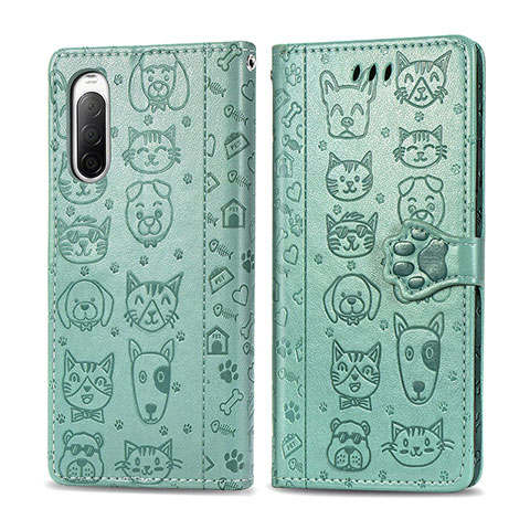 Funda de Cuero Cartera con Soporte Patron de Moda Carcasa S03D para Sony Xperia 10 II Verde