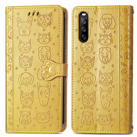 Funda de Cuero Cartera con Soporte Patron de Moda Carcasa S03D para Sony Xperia 10 III Lite Amarillo