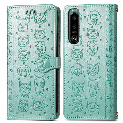 Funda de Cuero Cartera con Soporte Patron de Moda Carcasa S03D para Sony Xperia 5 III Verde