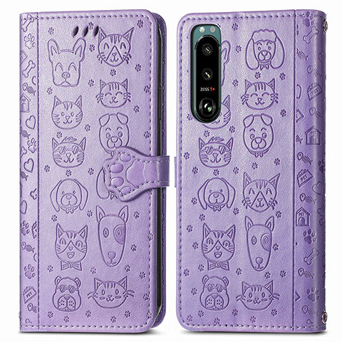 Funda de Cuero Cartera con Soporte Patron de Moda Carcasa S03D para Sony Xperia 5 IV Morado