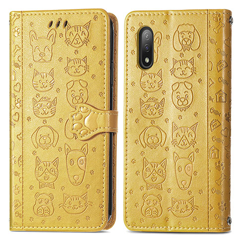 Funda de Cuero Cartera con Soporte Patron de Moda Carcasa S03D para Sony Xperia Ace II Amarillo