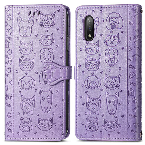 Funda de Cuero Cartera con Soporte Patron de Moda Carcasa S03D para Sony Xperia Ace II Morado